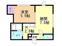エル・ヴィエント 1LDKの間取図画像