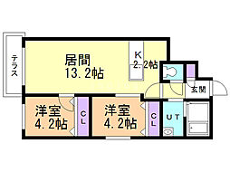 MICASA13 2LDKの間取図画像