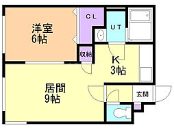 アンシャンテ 1LDKの間取図画像