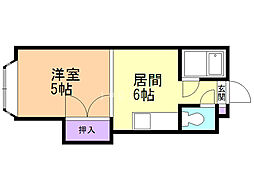 藤井ビル北10条 1DKの間取図画像