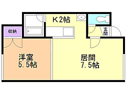 ポプラハイツ拓北 1LDKの間取図画像