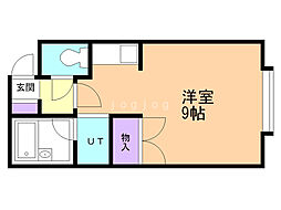 キラメックあいの里 ワンルームの間取図画像