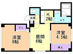ノース266 2DKの間取図画像