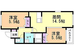 シャロンド・アクアマリン 2LDKの間取図画像