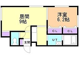 コムフォート北16条 1LDKの間取図画像