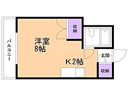 フェルム・アンソレイユ 1Kの間取図画像