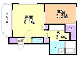 グランメールアカシア通 1LDKの間取図画像