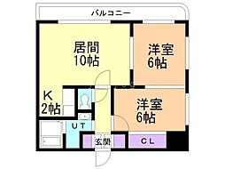 ノーステリアコノエビル 2LDKの間取図画像