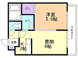ブランノワール北27条 1LDKの間取図画像