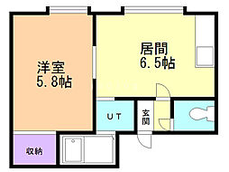 レインボーハウス24 1DKの間取図画像