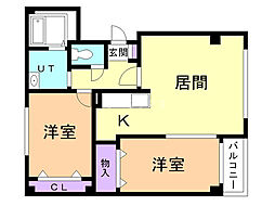 コンパーノA 2LDKの間取図画像