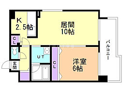 グランヴィルツザカビル 1LDKの間取図画像
