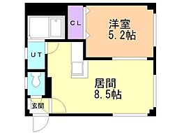 シャネル麻生壱番館 1LDKの間取図画像
