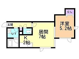 リープ・ブルーメ 1LDKの間取図画像