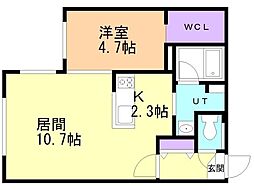 ゼスティN32 1LDKの間取図画像