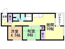マノワール楡 2LDKの間取図画像