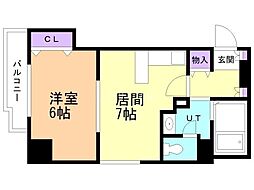 ヴィラN19 1DKの間取図画像