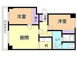 コーポ旭豊 2LDKの間取図画像