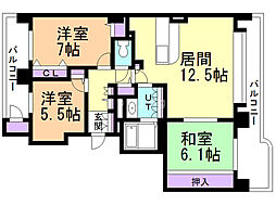 ロジェ北11条 3LDKの間取図画像