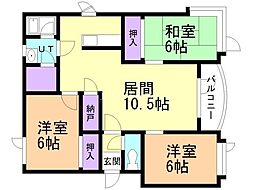 サンパーク北36 3LDKの間取図画像