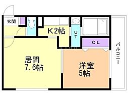 プロムナードコート麻生 1LDKの間取図画像