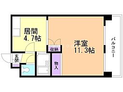 北18条駅光ハイツ 1DKの間取図画像