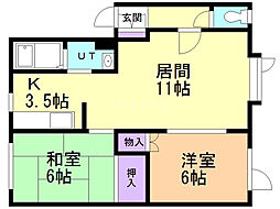 コート・ソアラ 2LDKの間取図画像