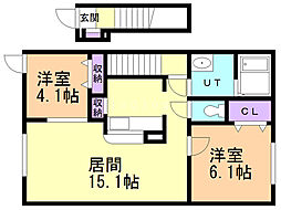 ウインドブレイク 2LDKの間取図画像