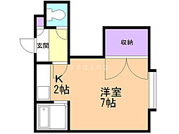 パステル北25B 1Kの間取図画像