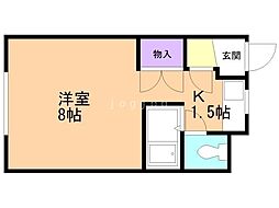 unami18 1Kの間取図画像