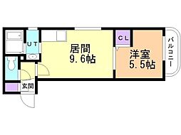 ウィングキャッスル 1LDKの間取図画像