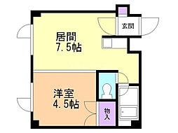 プレステージ北20条 1DKの間取図画像