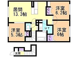 サニーフラットC 3LDKの間取図画像
