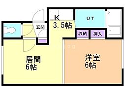 ドリームハイツB 1LDKの間取図画像