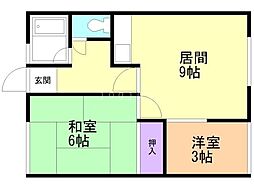 篠田ハイツ 2DKの間取図画像