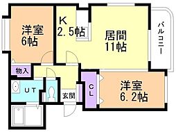 ノーヴァ32D 2LDKの間取図画像