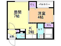 ラフィーネN26ウエスト 1LDKの間取図画像