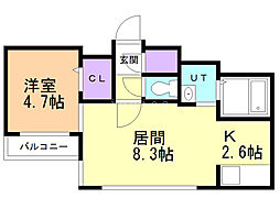 HGSノース23 1LDKの間取図画像