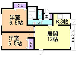 ピュアN38 2LDKの間取図画像