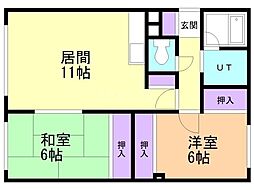 ウエストビレッジ118 2LDKの間取図画像