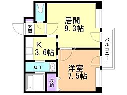 藤井ビル北23条2 1LDKの間取図画像
