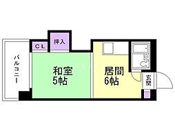 プラザハイツ24 1DKの間取図画像