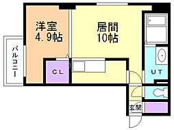 S-FORT北大前 1LDKの間取図画像