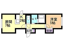 グラスN21 1LDKの間取図画像