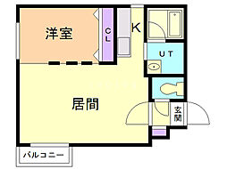 フォンテーヌ麻生 1LDKの間取図画像