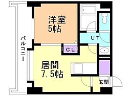 サンハイツ北大前 1DKの間取図画像