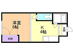 ロジェ麻生 1DKの間取図画像