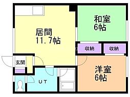 第6グリーンマンション 2LDKの間取図画像