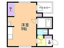 ラ.クレオA ワンルームの間取図画像