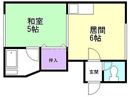 サンパレス麻生B 1DKの間取図画像